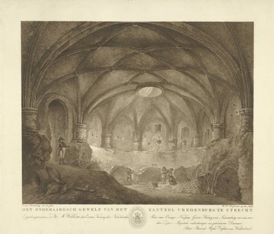 Vredenburg slottshvelv Det underjordiske hvelvet til Vredenburg-slottet i Utrecht (tittel på objekt) av Willem Hendrik Hoogkamer