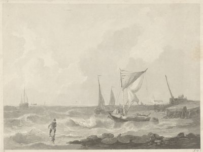Fiskebåter ved et havnehode av Willem Hendrik Hoogkamer