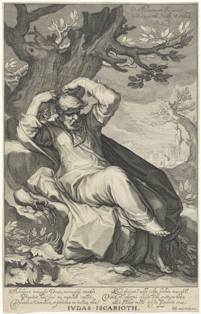 Judas Iskariot henger seg selv Judas Iskariot (tittel på objekt) Syndere fra Det gamle og nye testamente (serietittel) av Willem Isaacsz. van Swanenburg
