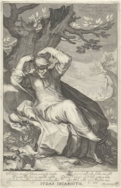 Judas Iskariot henger seg selv Judas Iskariot (tittel på objekt) Syndere fra Det gamle og nye testamente (serietittel) av Willem Isaacsz. van Swanenburg