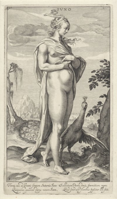 Juno med påfugl Iuno (tittel på objekt) Judgment of Paris (serietittel) av Willem Isaacsz. van Swanenburg