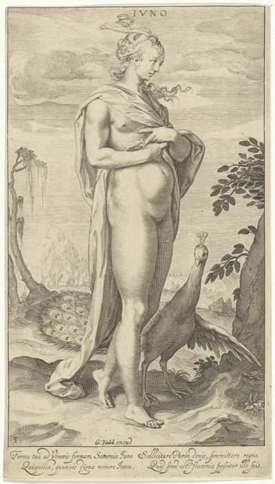 Juno med påfugl Iuno (tittel på objekt) Judgment of Paris (serietittel) av Willem Isaacsz. van Swanenburg
