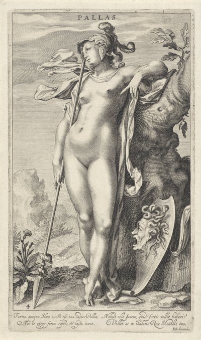 Minerva ved et tre Pallas (tittel på objekt) Judgment of Paris (serietittel) av Willem Isaacsz. van Swanenburg