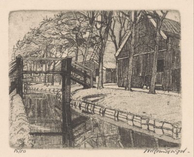 Bro i Assendelft av Willem Jansen (graveur) (signed by artist)