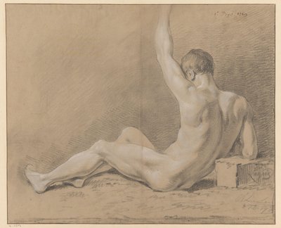 sittende naken mann, sett bakfra (1. premie 1769) av Willem Joseph Laquy