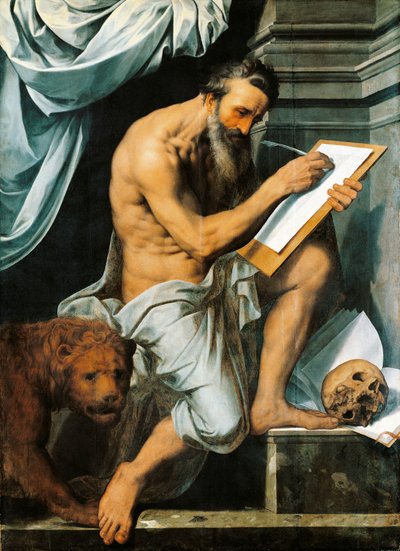 St. Jerome (olje på eikepanel) av Willem Key