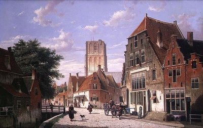 Gatescene i Amsterdam av Willem Koekkoek