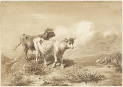 Kyr ved vannet av Willem Maris