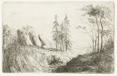 Fjelllandskap med trær av Willem Matthias Jan van Dielen