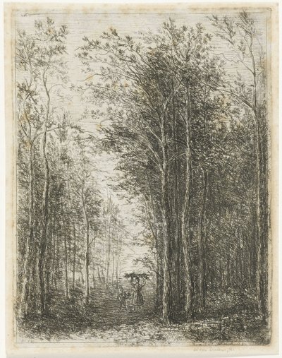 Skoglandskap med vedplukkere av Willem Matthias Jan van Dielen
