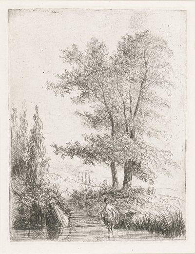 Kupert landskap med badende av Willem Matthias Jan van Dielen