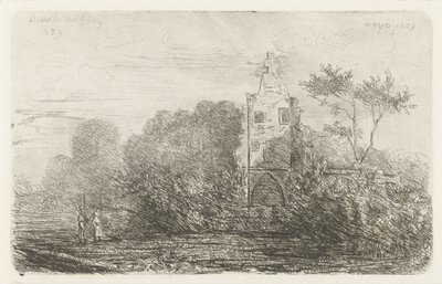 Landskap med ruin og to figurer av Willem Matthias Jan van Dielen