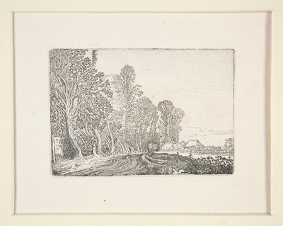 Vei i utkanten av skog, Plate 4 fra The Set of the Landscapes av Willem Pietersz. Buytewech