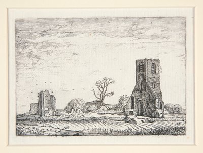 Ruiner av en kirke (kapellet i Eykenduynen nær Haag), plate 10 fra The Set of the Landscapes av Willem Pietersz. Buytewech