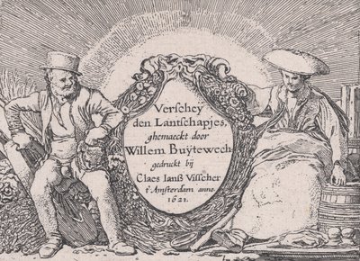 Tittelside, fra Verscheyden Landtschapjes Various Little Landscapes, Plate 1, ca. 1616, av Willem Pietersz. Buytewech