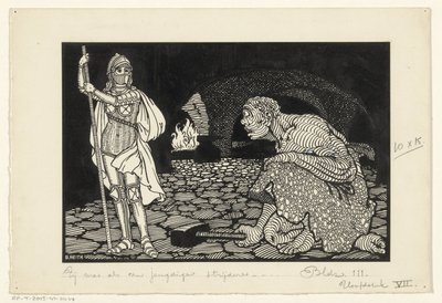 Mann, kvinner og barn i en stue av Willem Pothast (signed by artist)