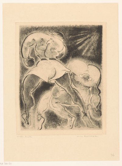 To boksemenn av Willem Retera (signed by artist)