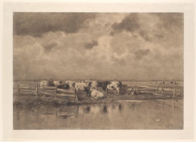 Melkebøy på Schie av Willem Roelofs (I) (signed by artist)
