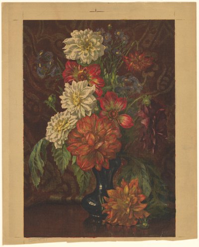 Vase med georginer av Willem Roelofs (II) (signed by artist)