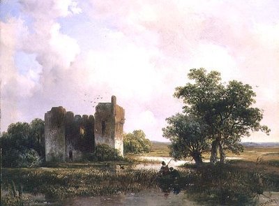 Landskap med ruiner (panel) av Willem Roelofs