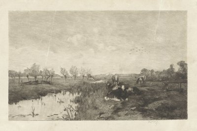Polderlandskap med kyr av Willem Steelink (II)