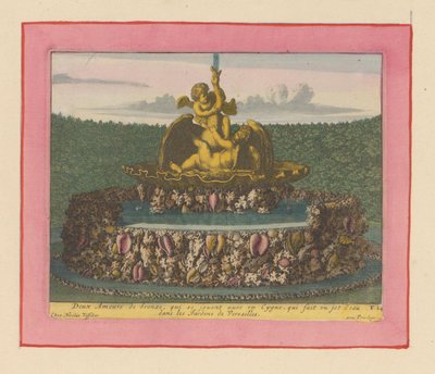 Brunnen mit zwei Putti, die mit einem Schwan spielen av Willem Swidde