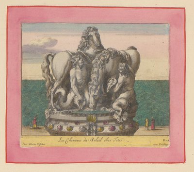 Statue der Sonnenpferde, betreut von zwei Tritonen av Willem Swidde