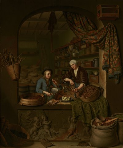 En kolonialforretning av Willem Van Mieris