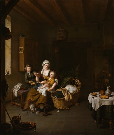 En mor som mater barnet sitt (Den lykkelige moren) av Willem Van Mieris