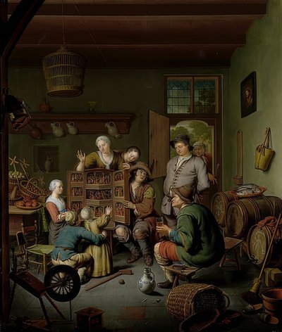 Boksen med sjeldenheter (? T Fraay Curieus). 1718 av Willem Van Mieris