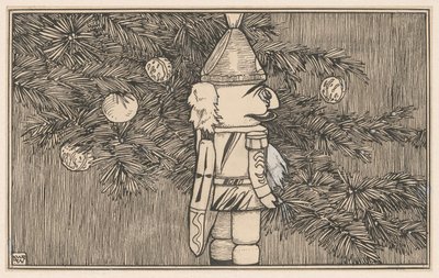 Nøtteknekker i husarkappe ved et juletre av Ludwig Willem Reymert Wenckebach
