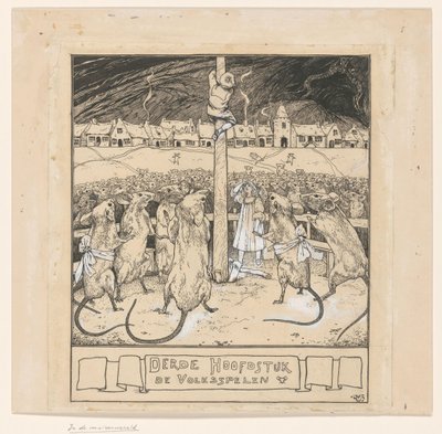 Willy klatrer på en stang mens musene ser på av Ludwig Willem Reymert Wenckebach
