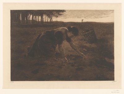 Knelende potethøster av Willem Witsen (signed by artist)