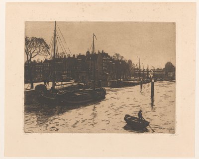 Utsikt over Leuvehaven i Rotterdam av Willem Witsen (signed by artist)