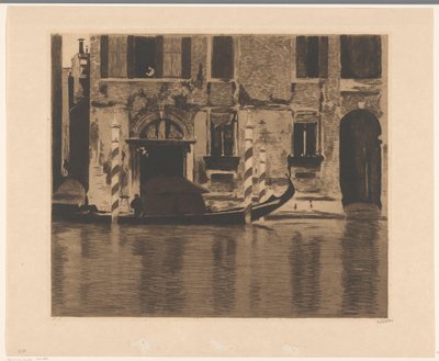Gondol med bygging i Canal Grande i Venezia av Willem Witsen (signed by artist)