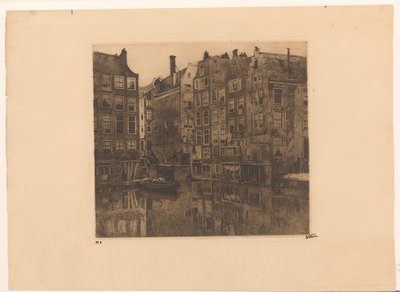 Oudezijds Voorburgwal og Oudezijds Kolk i Amsterdam av Willem Witsen (signed by artist)