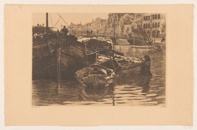 Torvskip i Oude Schans i Amsterdam av Willem Witsen (signed by artist)