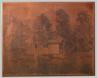 Buitenzorg, hus med en vulkan i bakgrunnen av Willem Arnoldus Witsen