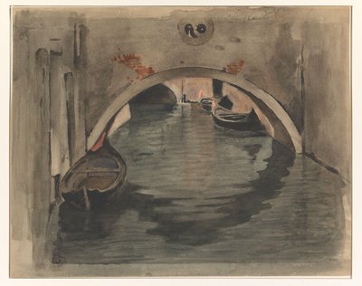 Utsikt under en buet bro i Venezia av Willem Arnoldus Witsen
