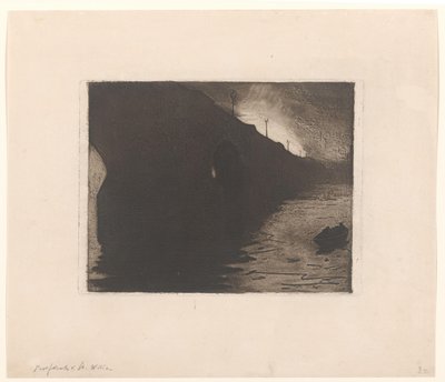 Utsikt over Waterloo Bridge i tåken i London av Willem Arnoldus Witsen