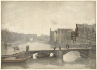 Utsikt over Binnen-Amstel i tåken av Willem Arnoldus Witsen
