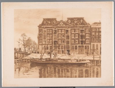 Utsikt over fasaden til WIC-lageret sett fra Oudeschans West Indian House (original tittel) av Willem Arnoldus Witsen