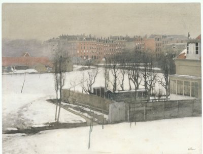 Utsikt over Oosterpark i snøen av Willem Arnoldus Witsen