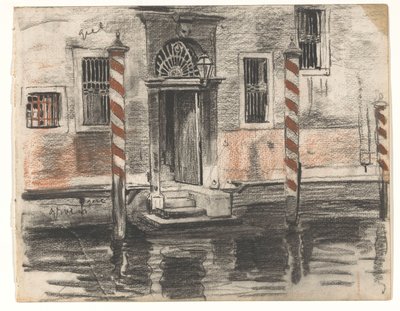 Hus på Canale Grande i Venezia, med fargenotater av Willem Arnoldus Witsen