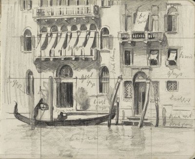Hus med markiser over balkongene på Canal Grande i Venezia av Willem Arnoldus Witsen