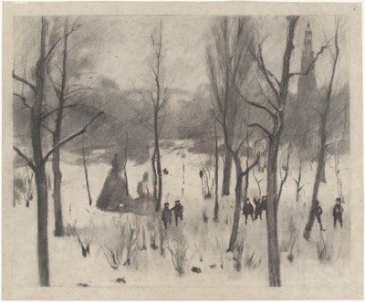 Barn mellom trær i snøen av Willem Arnoldus Witsen