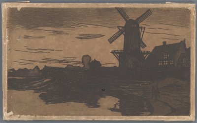 Vindmølle ved vann, Wijk bij Duurstede av Willem Arnoldus Witsen