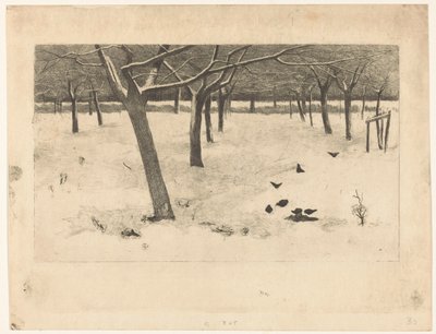 Snøhvit frukthage med fugler av Willem Arnoldus Witsen