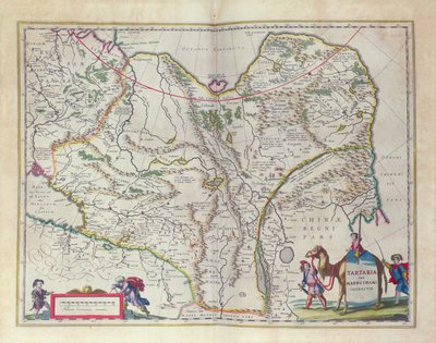 Kart over Sibir og Kina fra Le Theatre du Monde eller New Atlas, 1645 av Willem Janszoon Blaeu
