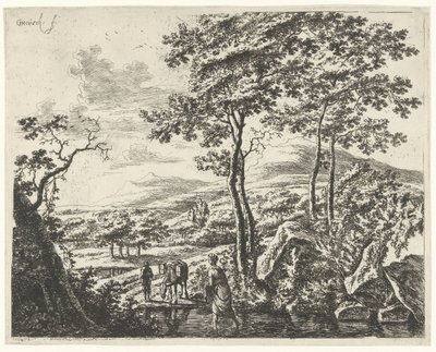 Landskap med en Mule Driver Landskap med figurer (serietittel) av Willem de Heusch